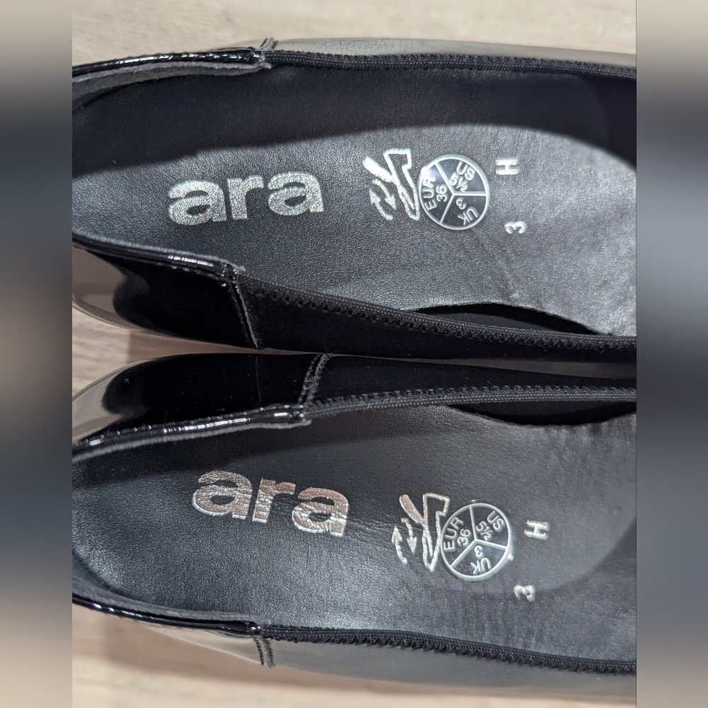 Ara Women's Black Two Tone Matte Patent Leather Dress Shoes Size 5.5 EU  36 GUC - Picture 5 of 8